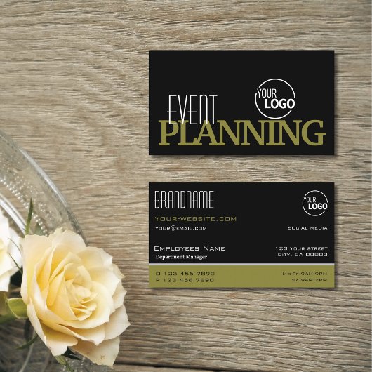 Stilvolle Schwarz-Olive-Grün-Moderne mit Logo Visitenkarte