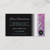 Stilvolle Schwarz-Rosa-Aquamarin-funkelnde Glitzer Visitenkarte (Rückseite)