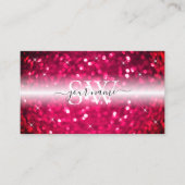 Stilvolle Schwarz-Rosa-funkelnde Glitzer-Initials Visitenkarte (Vorderseite)