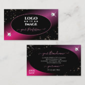Stilvolle Schwarz-Rosa-Glitzer-Stars Diamond-Logo Visitenkarte (Vorne/Hinten)