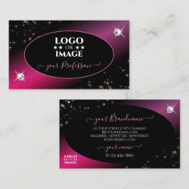 Stilvolle Schwarz-Rosa-Glitzer-Stars Diamond-Logo  Visitenkarte
