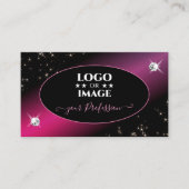 Stilvolle Schwarz-Rosa-Glitzer-Stars Diamond-Logo Visitenkarte (Vorderseite)