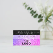 Stilvolle Schwarz-Rosa-Lila-Sparkle-Glitzer-Logo Visitenkarte (Stehend Vorderseite)