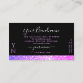 Stilvolle Schwarz-Rosa-Lila-Sparkle-Glitzer Monogr Visitenkarte (Rückseite)