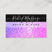 Stilvolle Schwarz-Rosa-Lila-Sparkle-Glitzer Monogr Visitenkarte (Vorderseite)