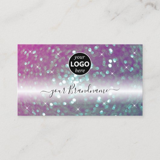 Stilvolle Schwarz-Rosa-Logo für den Aquamarinen Gl Visitenkarte (Vorderseite)