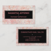 Stilvolle Schwarz-Rosa-Marmor Feminine Moderne Visitenkarte (Vorne/Hinten)