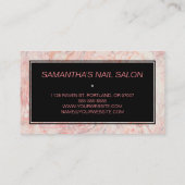 Stilvolle Schwarz-Rosa-Marmor Feminine Moderne Visitenkarte (Rückseite)