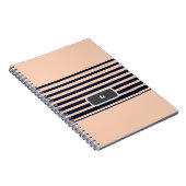 Stilvolle schwarz-rosa Monogramm Streifen Notizblock (Rechte Seite)