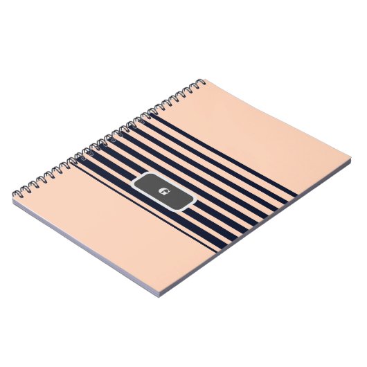 Stilvolle schwarz-rosa Monogramm Streifen Notizblock (Linke Seite)