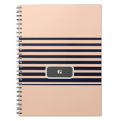Stilvolle schwarz-rosa Monogramm Streifen Notizblock (Vorderseite)