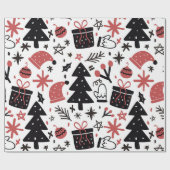 Stilvolle schwarz-rosa Weihnachtsverpackung Geschenkpapier (Flach)