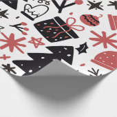 Stilvolle schwarz-rosa Weihnachtsverpackung Geschenkpapier (Ecke)