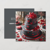 Stilvolle Schwarz-Rot-Valentinalkuchen Feiertagskarte (Vorne/Hinten)