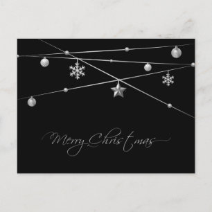 Stilvolle Schwarz-Silber-Weihnachtskalligrafie Feiertagspostkarte