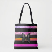 Stilvolle Schwarz Streifen Pink Glittery Shades Bo Tasche (Vorderseite)