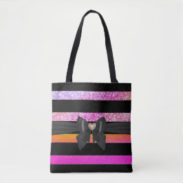 Stilvolle Schwarz Streifen Pink Glittery Shades Bo Tasche