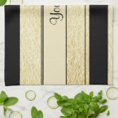 Stilvolle Schwarz-u. Goldfolien-Streifen Geschirrtuch (Gefaltet)