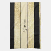 Stilvolle Schwarz-u. Goldfolien-Streifen Geschirrtuch (Vertikal)
