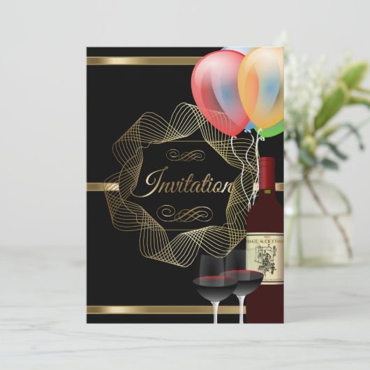 Stilvolle Schwarz-u. GoldParty-Ereignis-Einladung Einladung (Stehend Vorderseite)