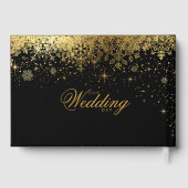 Stilvolle Schwarz-und Goldschneeflocken Gästebuch (Rückseite)