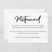 Stilvolle Schwarz-Weiß-Aufschubankündigung Postkarte (Vorne/Hinten)