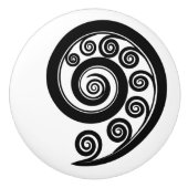 Stilvolle Schwarz-Weiß-Fern-Leaf Inspirierte Curls Keramikknauf (Vorderseite)