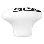 Stilvolle Schwarz-Weiß-Fern-Leaf Inspirierte Curls Keramikknauf (Seitenansicht)