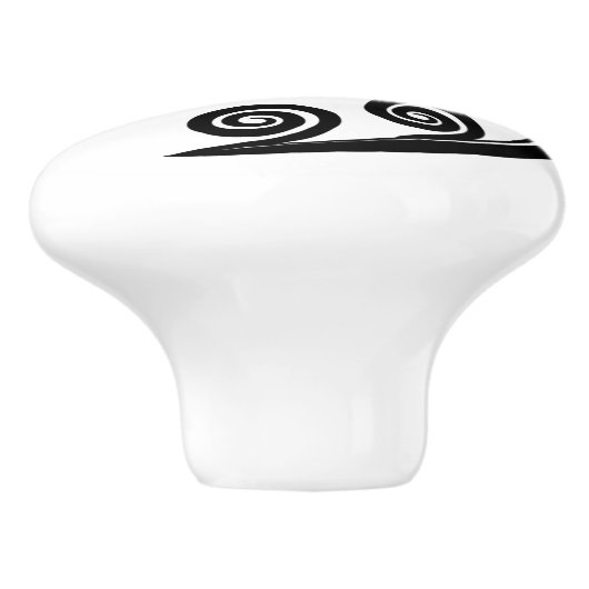 Stilvolle Schwarz-Weiß-Fern-Leaf Inspirierte Curls Keramikknauf (Seitenansicht)