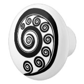 Stilvolle Schwarz-Weiß-Fern-Leaf Inspirierte Curls Keramikknauf (Rechts)