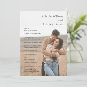 Stilvolle Schwarz-Weiß-Foto-Moderne Hochzeit Programm