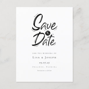 Stilvolle Schwarz-Weiß-Geätzte Save-the-Date-Karte Postkarte