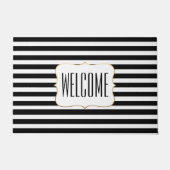 Stilvolle schwarz-weiß gestreifte Türmatte (Vorderseite)