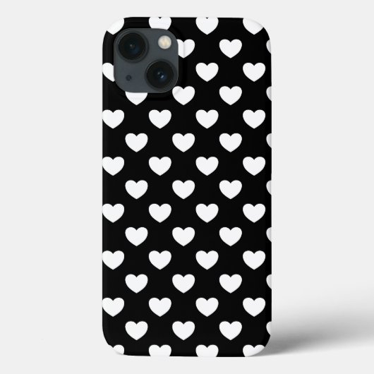 Stilvolle Schwarz-Weiß-Herzen Polka Dots Design Case-Mate iPhone Hülle (Rückseite)