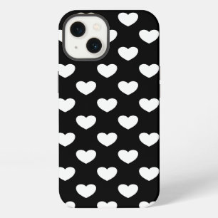 Stilvolle Schwarz-Weiß-Herzen Polka Dots Design iPhone Hülle