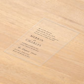 Stilvolle Schwarz-Weiß-Hochzeit Acryleinladungen (Ablage )