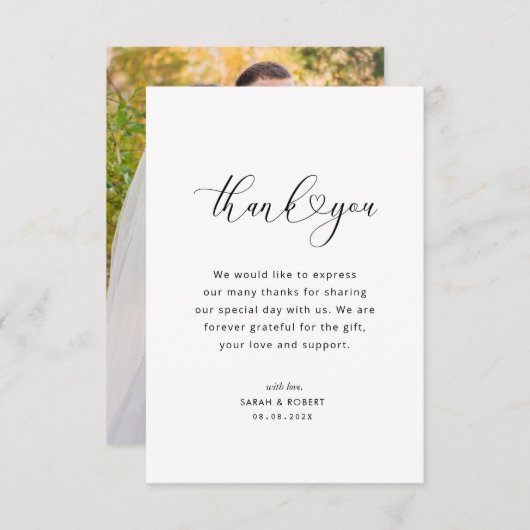 stilvolle Schwarz-Weiß-Hochzeit danke Karte (Vorne/Hinten)