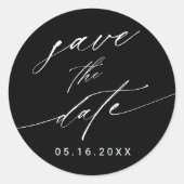 Stilvolle Schwarz-Weiß-Hochzeit Sichern Sie das Da Runder Aufkleber (Vorderseite)