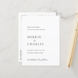 Stilvolle Schwarz-Weiß-Hochzeit speichern Sie das  Ankündigungspostkarte