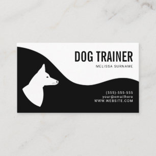 Stilvolle Schwarz-Weiß-Hund-Silhouette Hundetraine Visitenkarte
