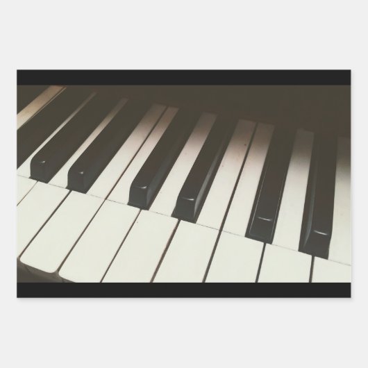 Stilvolle Schwarz-Weiß-Klaviertasten Fotografie Geschenkpapier Set (Vorderseite)