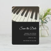 Stilvolle Schwarz-Weiß-Klaviertasten Fotografie Save The Date (Stehend Vorderseite)