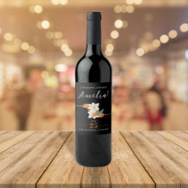 Stilvolle Schwarz-Weiß-Lilie Retro-Reifenblume Weinetikett