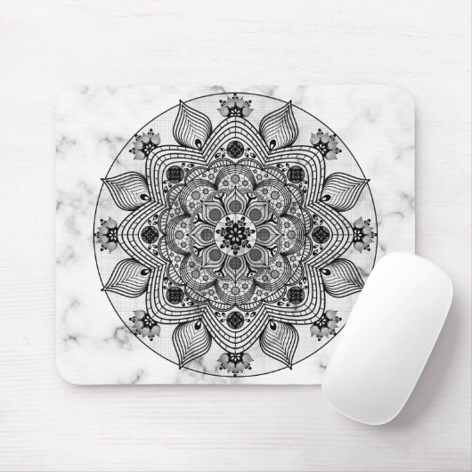 Stilvolle Schwarz-Weiß-Mandala Mousepad (Mit Mouse)