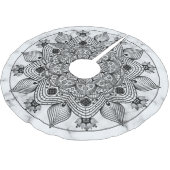 Stilvolle Schwarz-Weiß-Mandala Polyester Weihnachtsbaumdecke (Schrägansicht)
