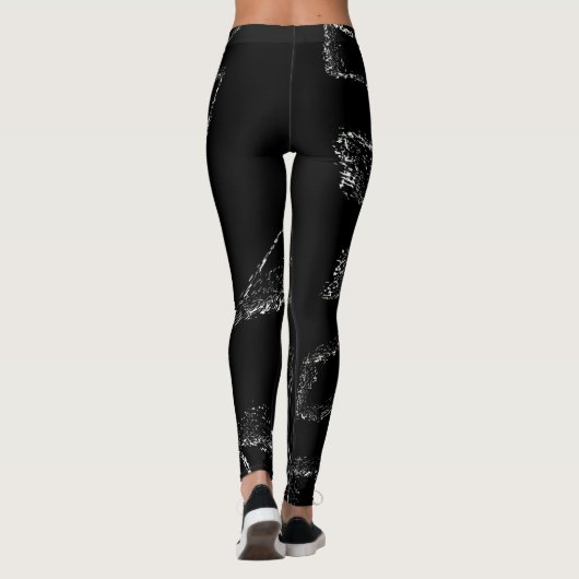 Stilvolle Schwarz-Weiß-Marmor-Muster Leggings (Rückseite)