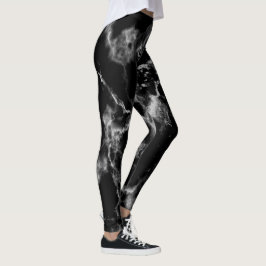 Stilvolle Schwarz-Weiß-Marmor-Muster Niedlich Girl Leggings