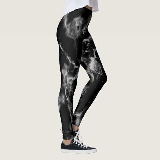 Stilvolle Schwarz-Weiß-Marmor-Muster Niedlich Girl Leggings (Rechts)
