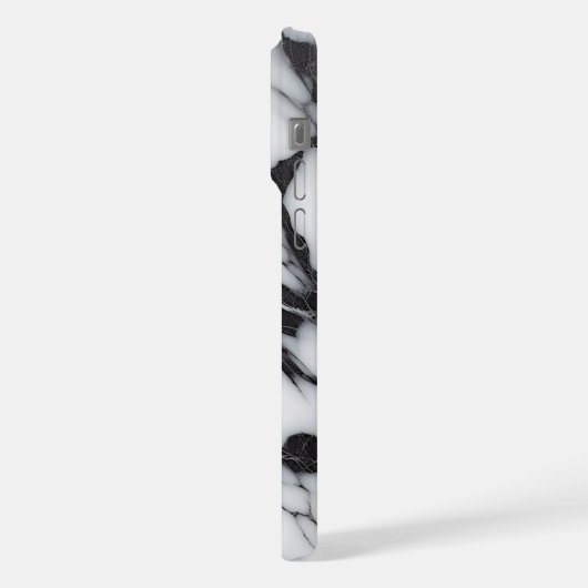 Stilvolle Schwarz-Weiß-Marmor-Waves Art-Muster iPhone Hülle (Linke Seite)