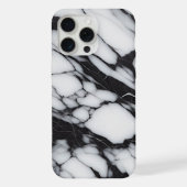Stilvolle Schwarz-Weiß-Marmor-Waves Art-Muster iPhone Hülle (Rückseite)